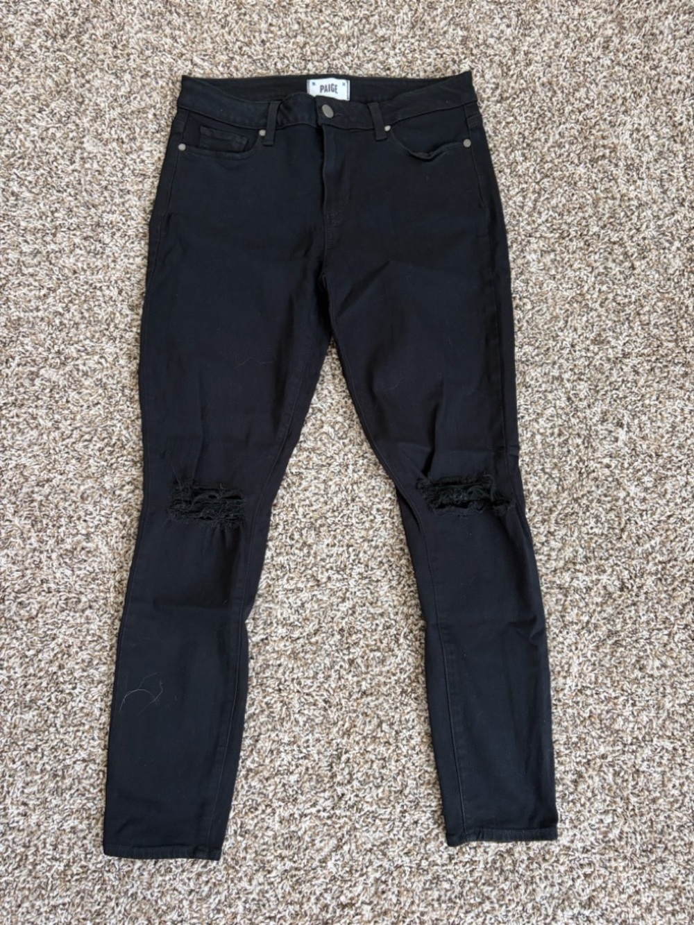 PAIGE Verdugo Ankle Black Distressed Skinny Jeans